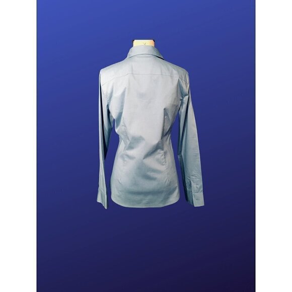 NEW YORK & COMPANY City Stretch Fitted Blouse, FRENCH BLUE, Pre-owned, Size L - Picture 2 of 7